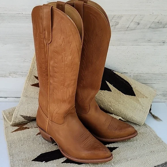 BLACK STAR LEATHER WESTERN KNEE HIGH BOOTS - Picture 15 of 15